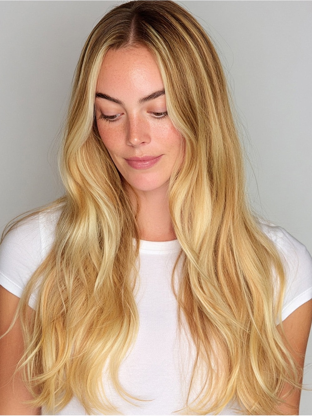 BELLAMI Honey Comb Blonde Highlight Silk Seam Clip-In 16" Human Hair Extensions